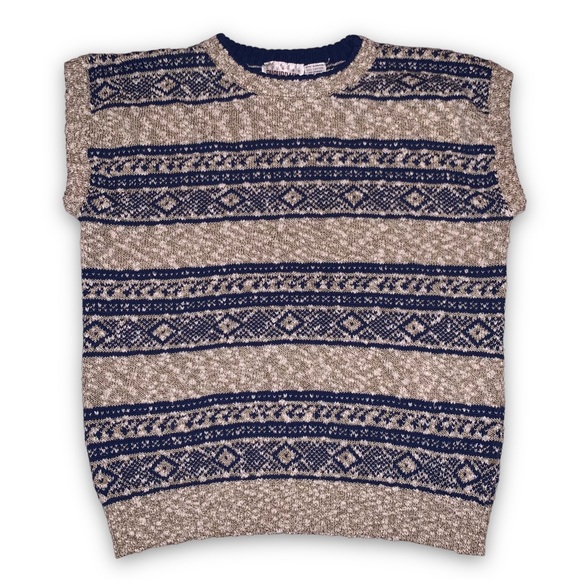 k n i t :: Vintage Slouchy Geometric Knit Sweater Vest Top - Picture 4 of 9